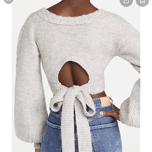 NWT- Sold Out- For Love & Lemons Amelia Cropped Grey Sweater- Small - Picture 3 of 4